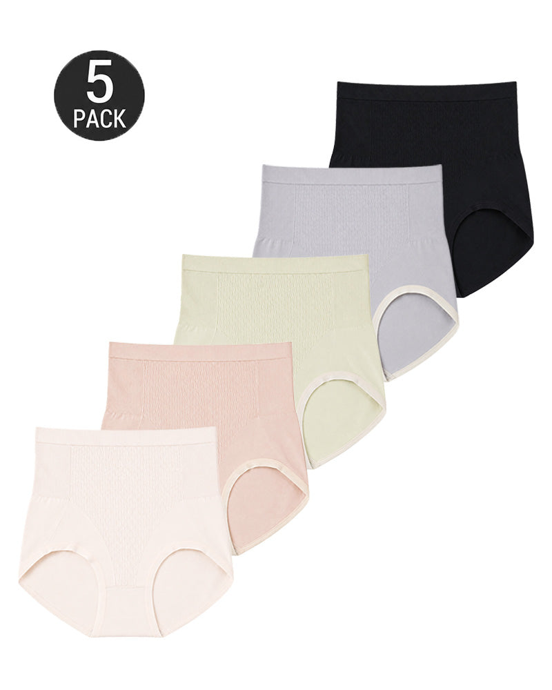 5-Pack Pure Cotton High Waist Seamless Comfort Briefs