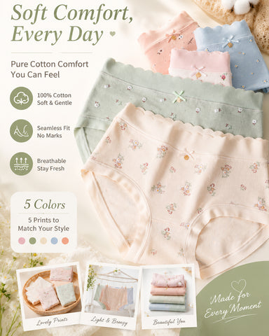 Cozy Floral Print Cotton Panties