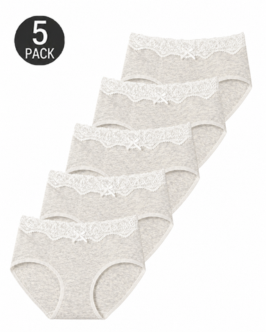 5-Pack Pure Cotton Breathable Lace Trim Panties