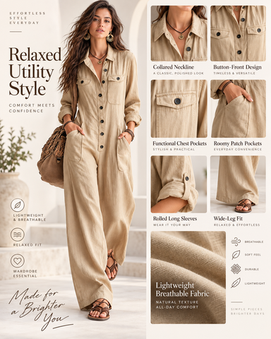 Relaxed Button-Front Jumpsuit