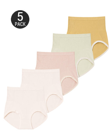 5-Pack Pure Cotton High Waist Seamless Comfort Briefs