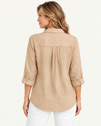 Cotton Linen Pintuck Shirt