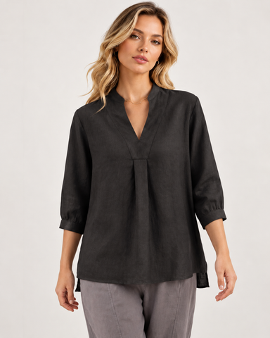 100% Linen Deep V Loose Top