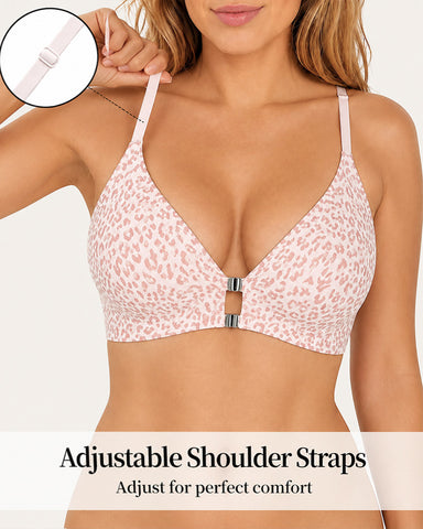 Front Closure Deep V Seamless Wirefree Bra