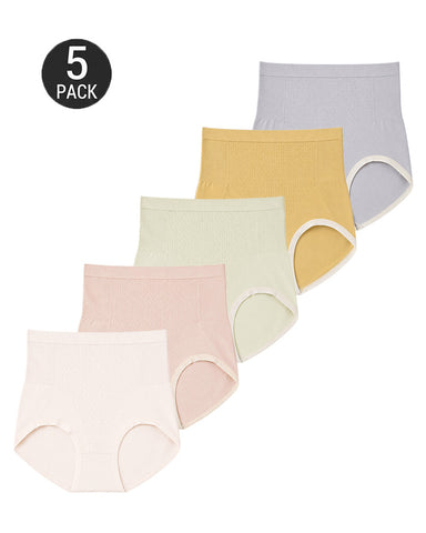 5-Pack Pure Cotton High Waist Seamless Comfort Briefs