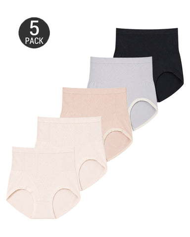 5-Pack Pure Cotton High Waist Seamless Comfort Briefs