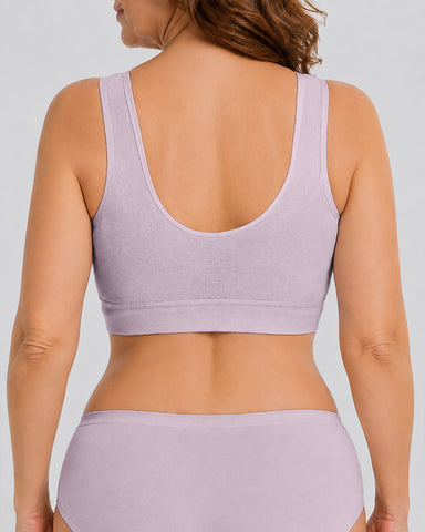 Plus Size Lace Front Closure Wireless Comfort Bra