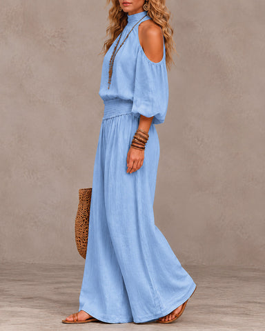 Off-Shoulder Wide-Leg Jumpsuit