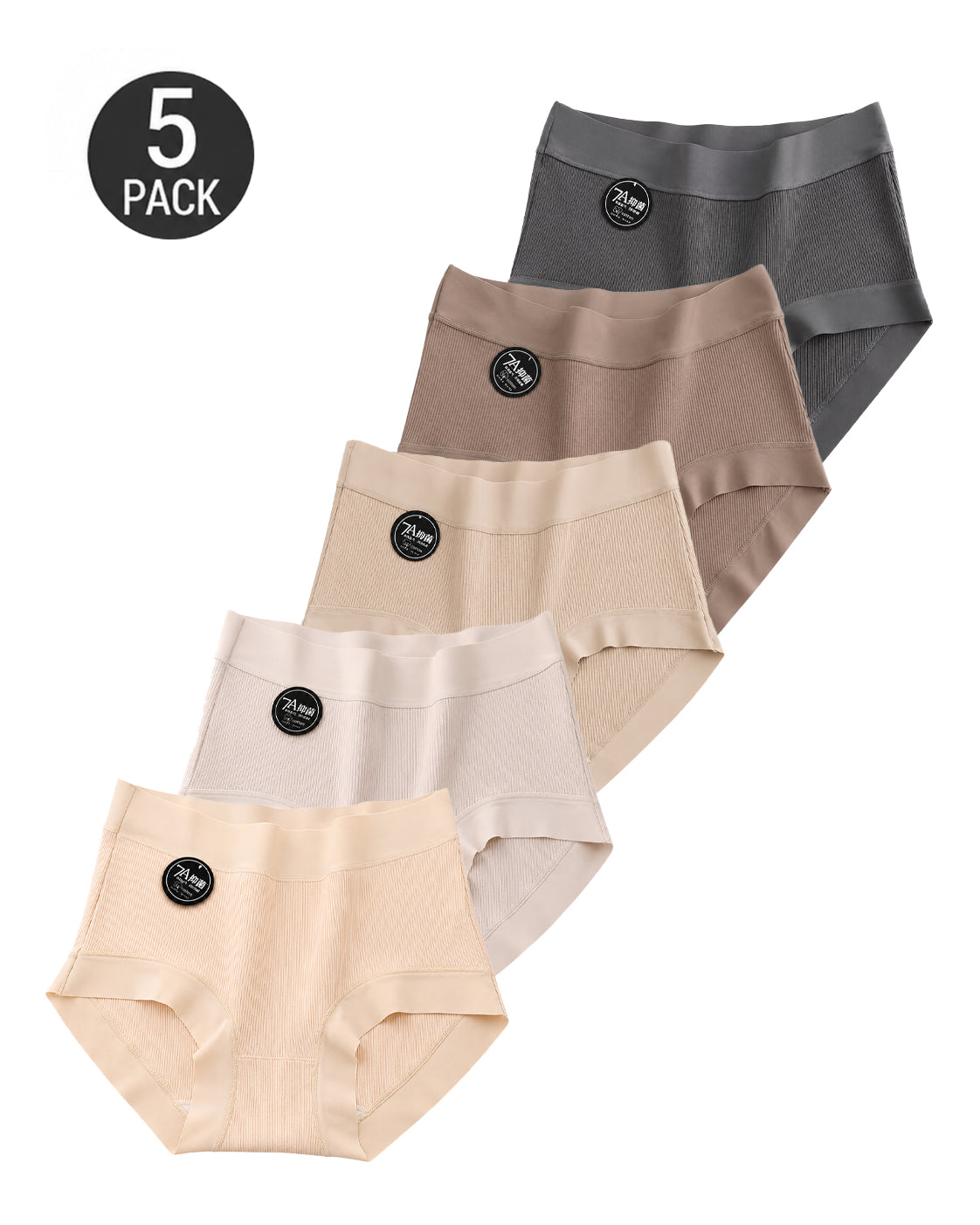 5-Pack Ribbed Cotton High-Waist Briefs