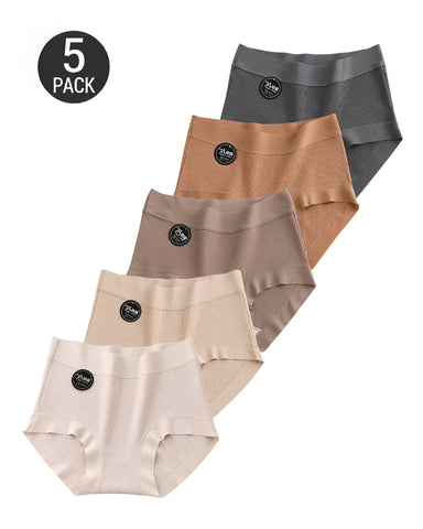 5-Pack Ribbed Cotton High-Waist Briefs