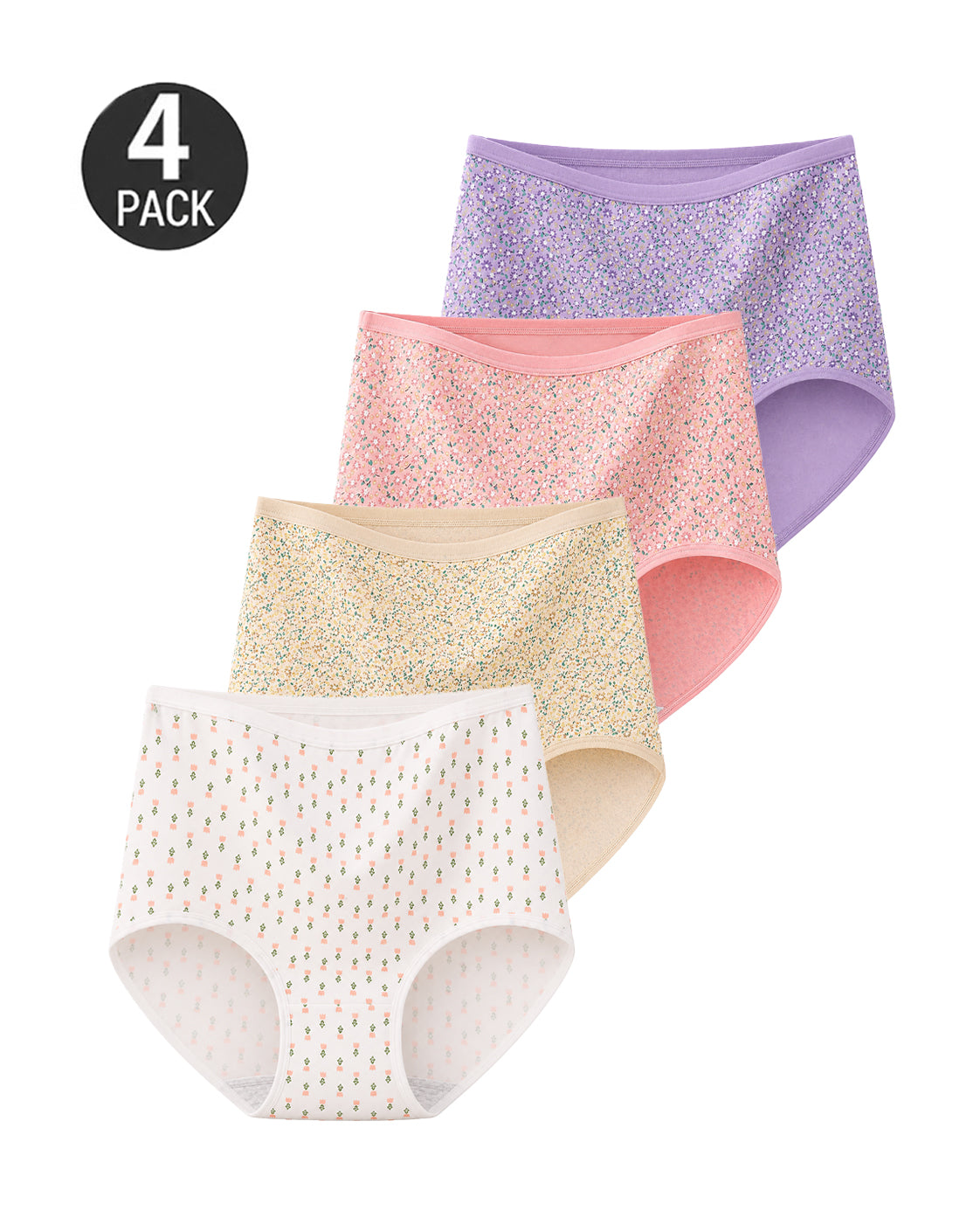 4-Pack Floral Print Cotton Briefs