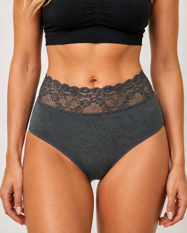 5-Pack High-Waisted Lace Cotton Briefs