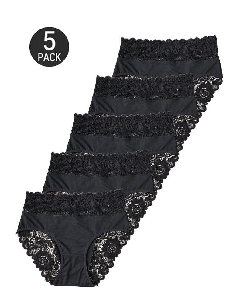 5-Pack Lace Cotton Comfort Briefs