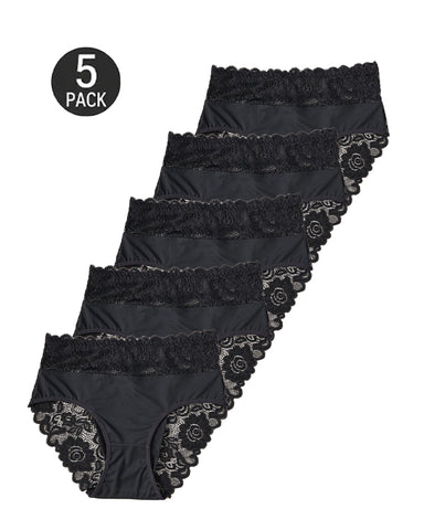 5-Pack Lace Cotton Comfort Briefs