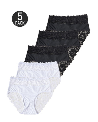 5-Pack Lace Cotton Comfort Briefs