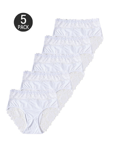 5-Pack Lace Cotton Comfort Briefs