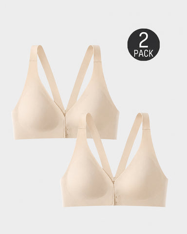 2-Pack Front Closure Deep V Push-up  Bra