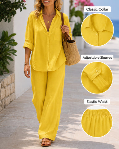 Casual Relaxed Cotton Linen Two-Piece Set