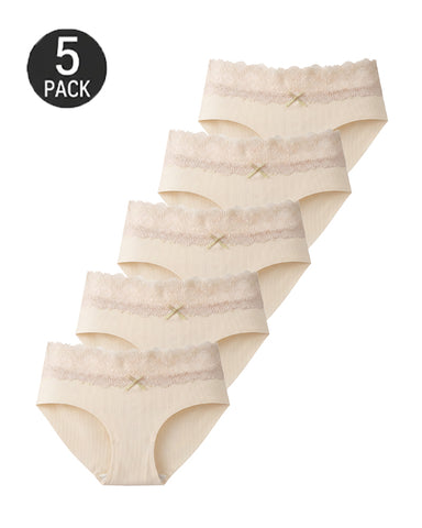 5-Pack Seamless Lace Cotton Antibacterial Crotch Panties