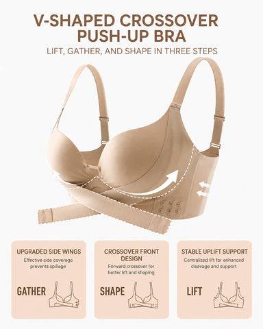 Seamless Cross Front Closure Push-Up Bra