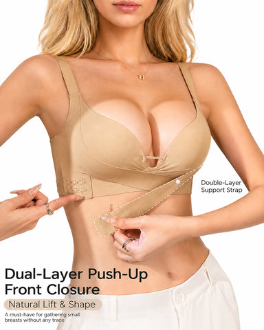 Seamless Cross Front Closure Push-Up Bra