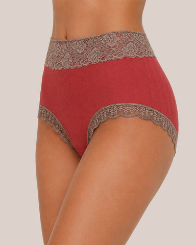 High-Waist Cotton Lace Briefs