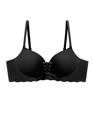 Lace-Up Push-Up Wireless Bra