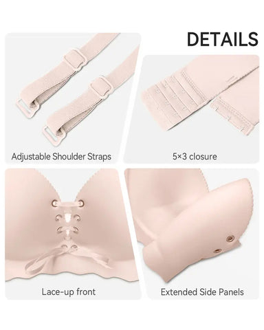 Lace-Up Push-Up Wireless Bra