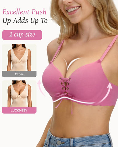 Lace-Up Push-Up Wireless Bra
