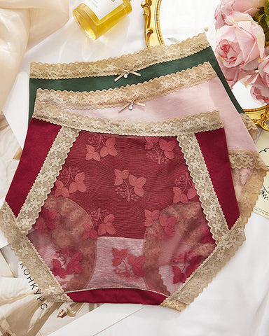 Floral Lace Cotton Briefs