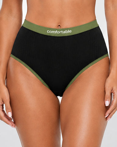 5-Pack Cotton High-Waist Colorblock Briefs