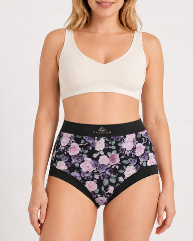 Cozy High-Waist Floral Print Panties