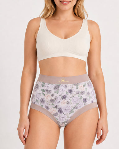 Cozy High-Waist Floral Print Panties