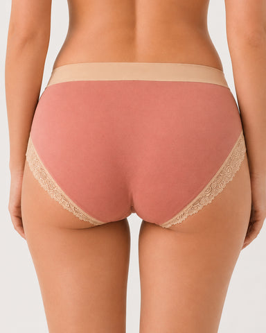 Gentle Cotton Lace-Trim Colorblock Panties