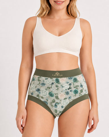 Cozy High-Waist Floral Print Panties