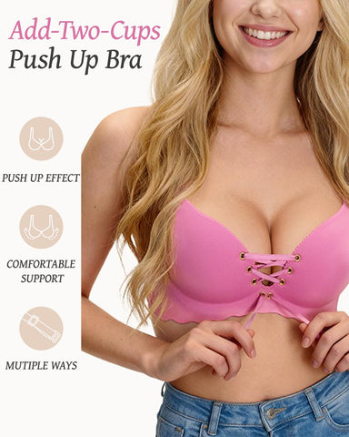 Lace-Up Push-Up Wireless Bra