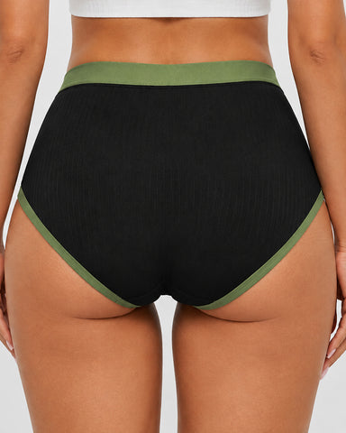 5-Pack Cotton High-Waist Colorblock Briefs