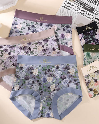 Cozy High-Waist Floral Print Panties