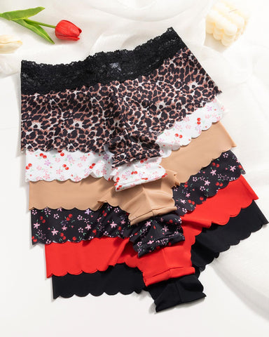 Six-Pack Seamless Ice Silk Lace Boxer Briefs