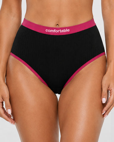 5-Pack Cotton High-Waist Colorblock Briefs