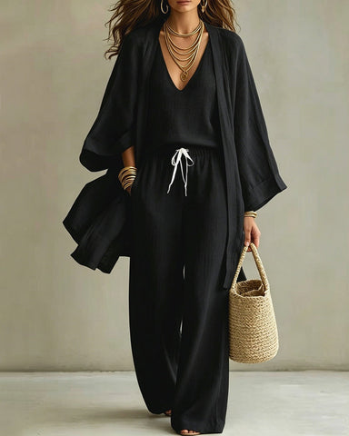 Soft Loose Fit Linen Vest Pants Set