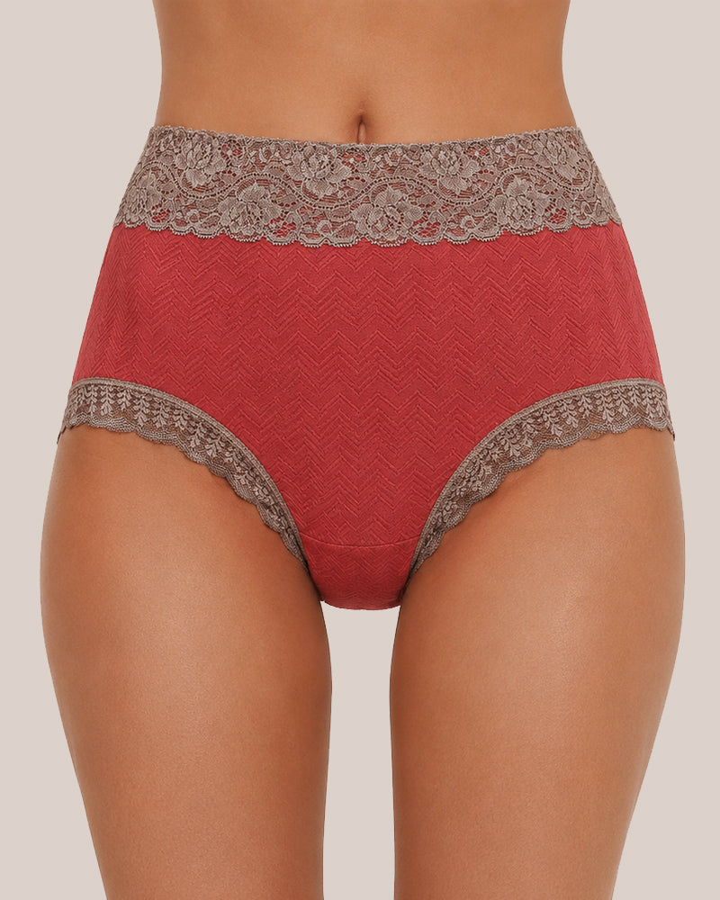 High-Waist Cotton Lace Briefs