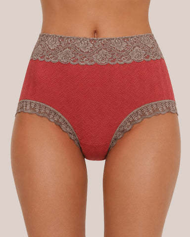 High-Waist Cotton Lace Briefs