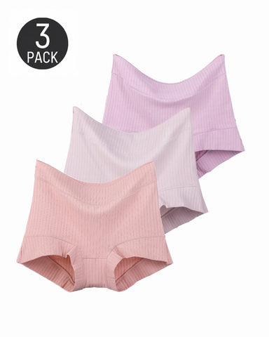 Plus Size High-Waist Ribbed Cotton Briefs