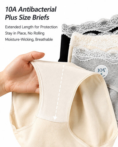 5-Pack Pure Cotton Breathable Lace Trim Panties